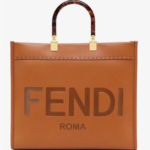Fendi Tan Leather Logo Tote